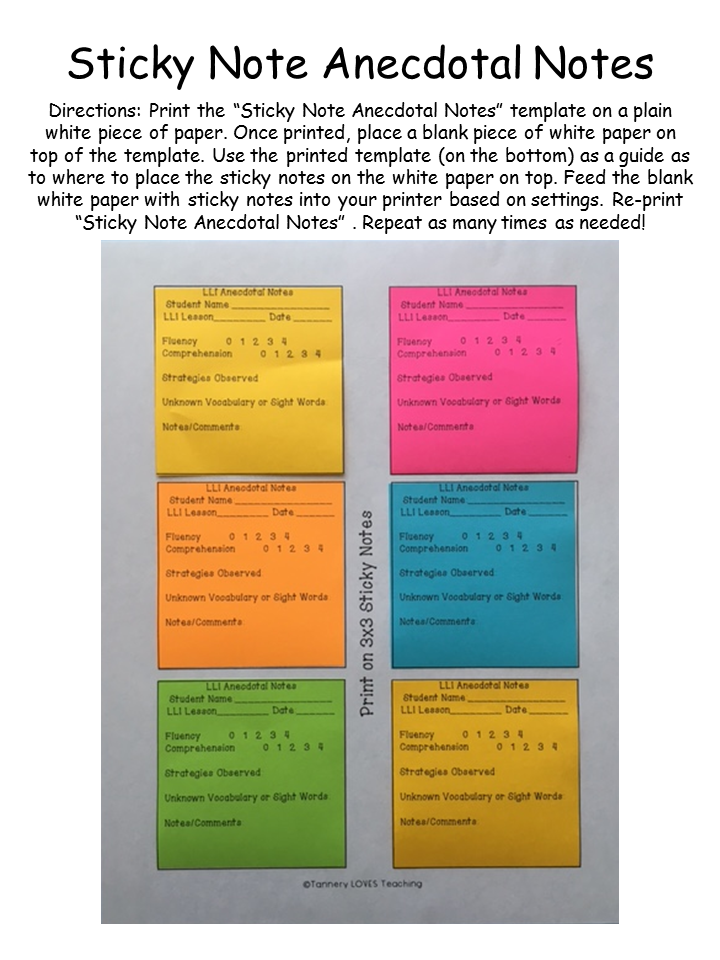 Leveled Literacy Intervention (LLI) Lesson Plan Template and Anecdotal