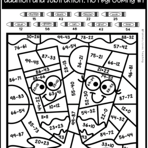 Distance Learning-double Digit Addition And Subtraction Color By Code 