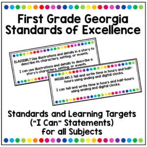 First Grade Georgia Standards of Excellence Learning Targets
