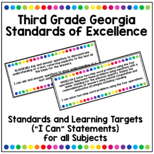 Third Grade Georgia Standards of Excellence Learning Targets