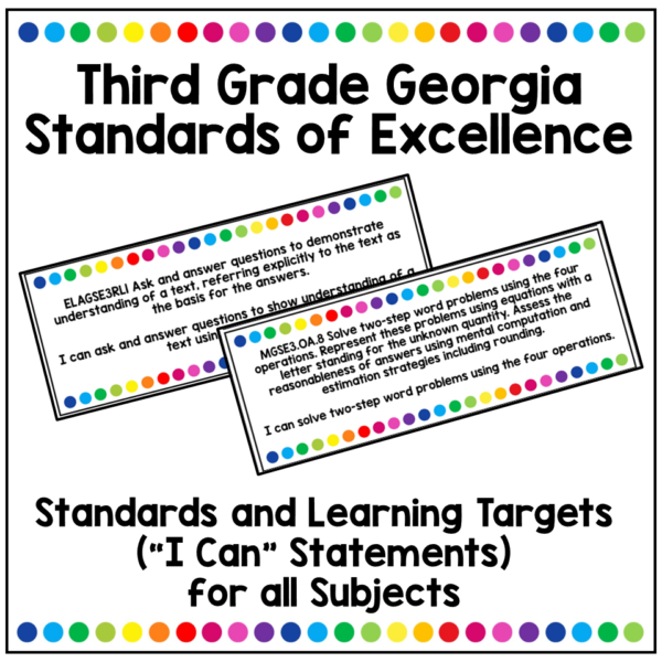 Third Grade Georgia Standards of Excellence Learning Targets
