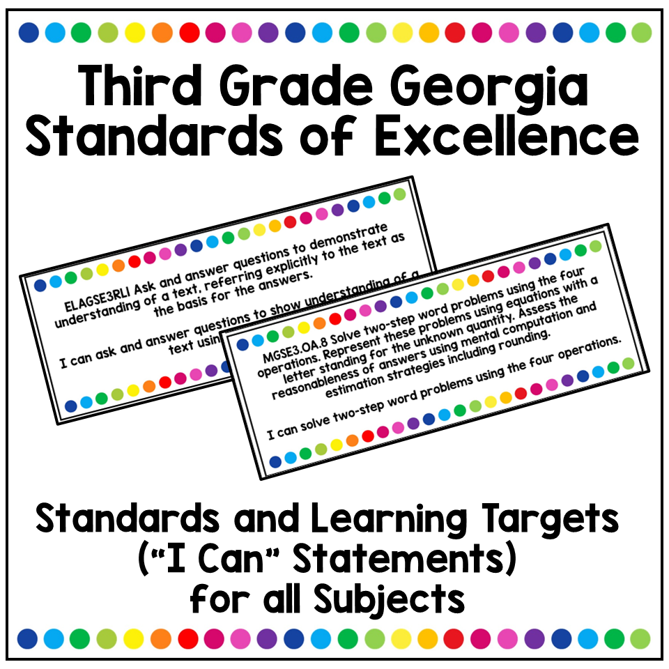 Third Grade Georgia Standards of Excellence Learning Targets - Tannery ...